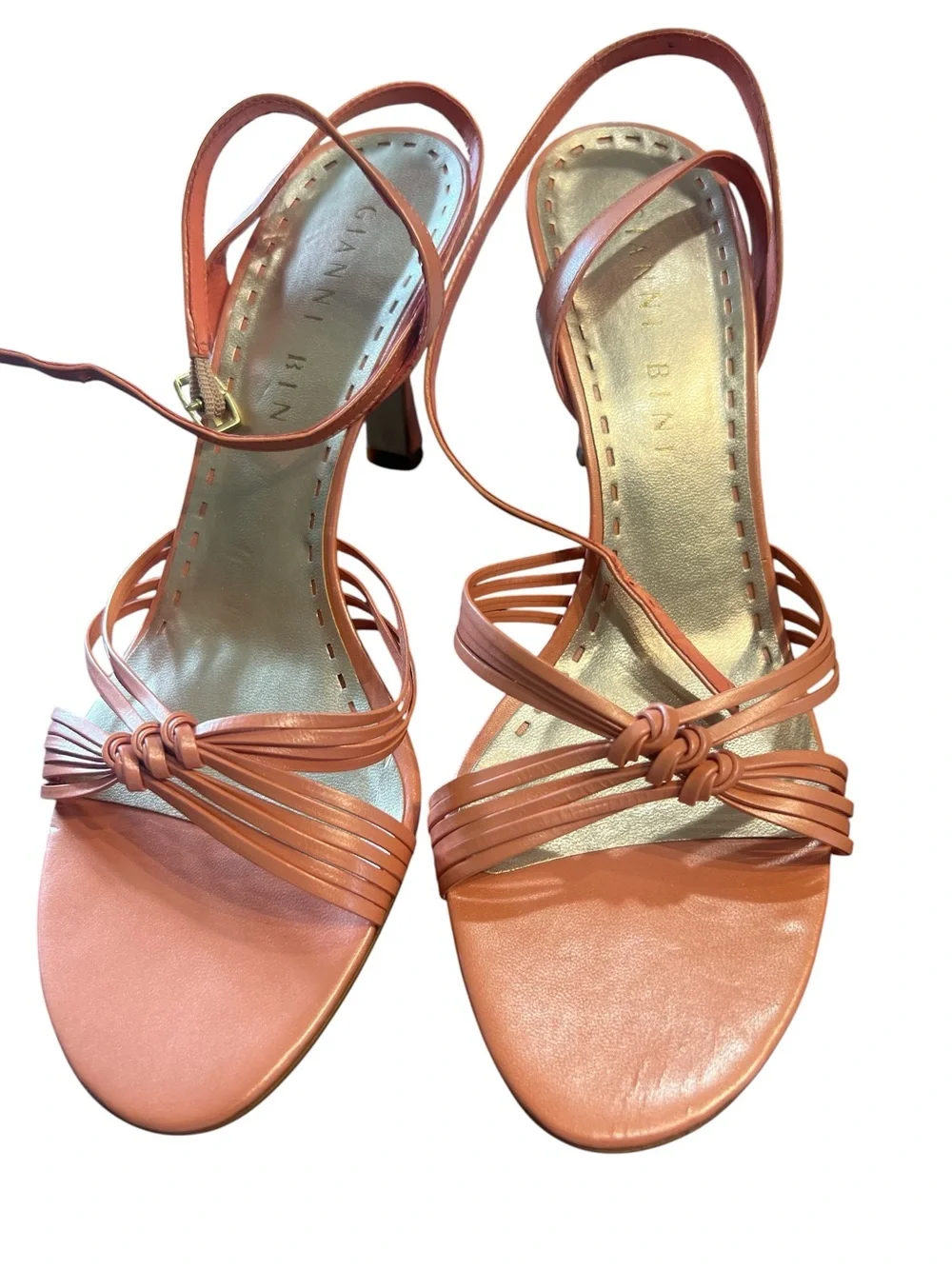 Gianni Bini Peach Knot-Strap Heeled Sandals NEW